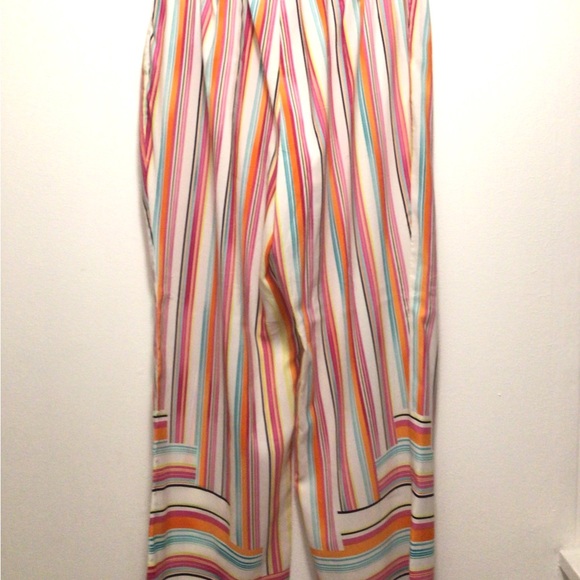 Hot swag women’s multi color elastic back pleated wide leg striped pants size 1X - Picture 2 of 11